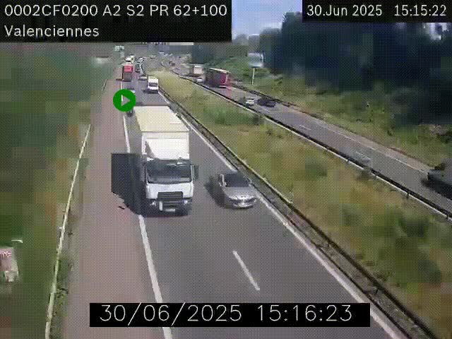 <h2>Webcam autoroute A2 à Valenciennes. Vue orientée vers Maubeuge et Mons (Belgique)</h2>