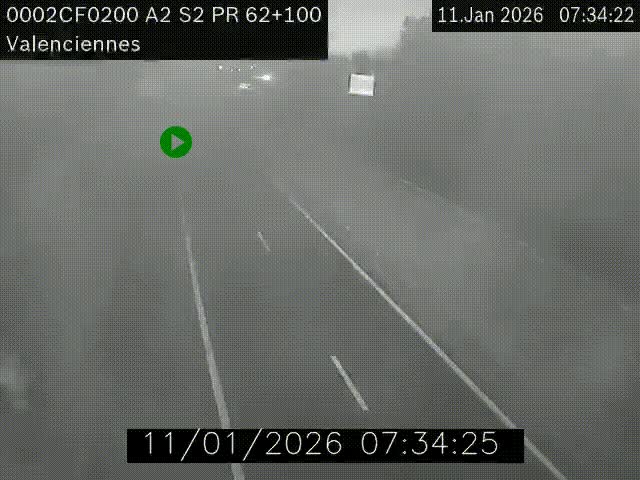 <h2>Webcam autoroute A2 à Valenciennes. Vue orientée vers Maubeuge et Mons (Belgique)</h2>