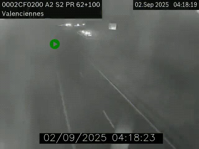 <h2>Webcam autoroute A2 à Valenciennes. Vue orientée vers Maubeuge et Mons (Belgique)</h2>