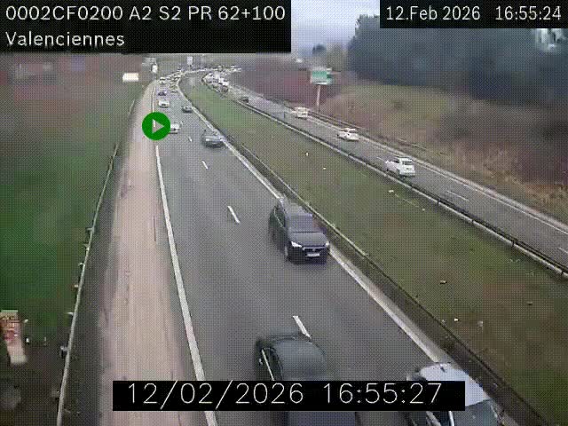 <h2>Webcam autoroute A2 à Valenciennes. Vue orientée vers Maubeuge et Mons (Belgique)</h2>