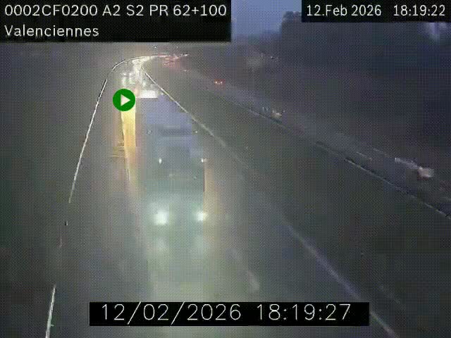 <h2>Webcam autoroute A2 à Valenciennes. Vue orientée vers Maubeuge et Mons (Belgique)</h2>