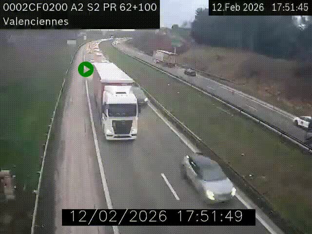 <h2>Webcam autoroute A2 à Valenciennes. Vue orientée vers Maubeuge et Mons (Belgique)</h2>