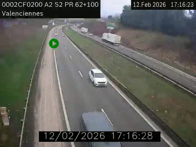 <h2>Webcam autoroute A2 à Valenciennes. Vue orientée vers Maubeuge et Mons (Belgique)</h2>