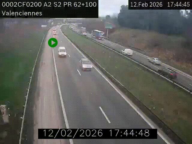<h2>Webcam autoroute A2 à Valenciennes. Vue orientée vers Maubeuge et Mons (Belgique)</h2>