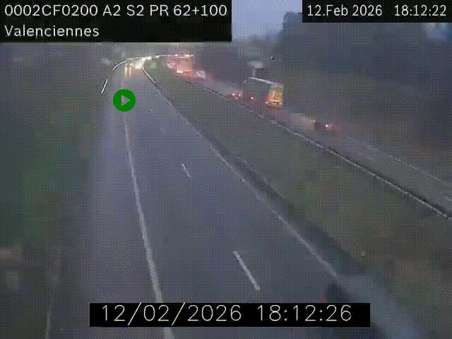 <h2>Webcam autoroute A2 à Valenciennes. Vue orientée vers Maubeuge et Mons (Belgique)</h2>