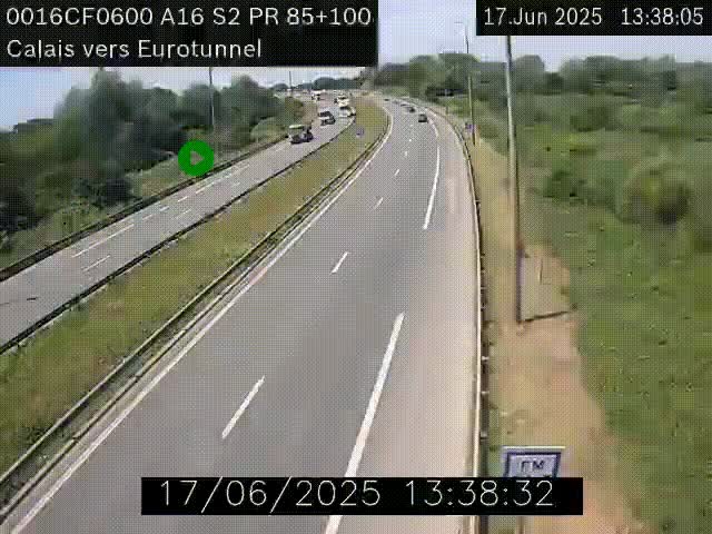Webcam A16 à Calais en direction du Tunnel sous la Manche (Eurotunnel)