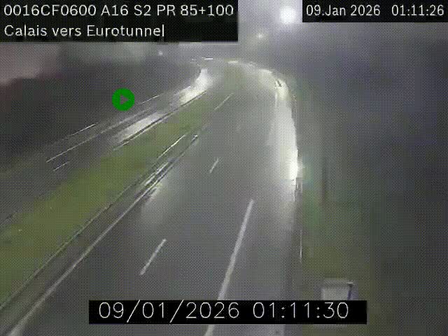 Webcam A16 à Calais en direction du Tunnel sous la Manche (Eurotunnel)