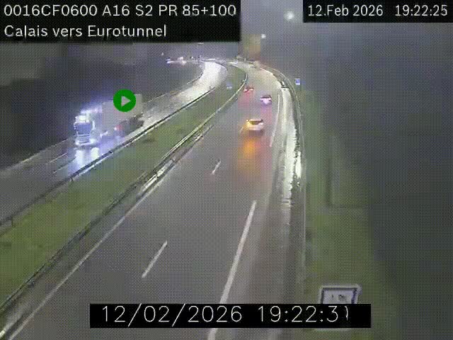 <h2>Webcam A16 à Calais en direction du Tunnel sous la Manche (Eurotunnel)</h2>