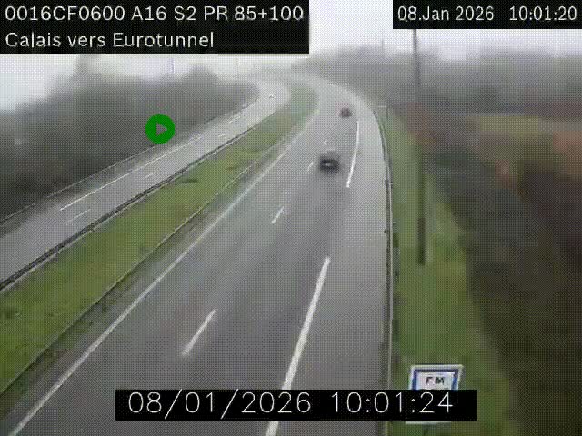 <h2>Webcam A16 à Calais en direction du Tunnel sous la Manche (Eurotunnel)</h2>