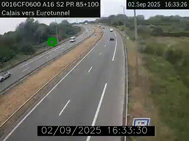<h2>Webcam A16 à Calais en direction du Tunnel sous la Manche (Eurotunnel)</h2>