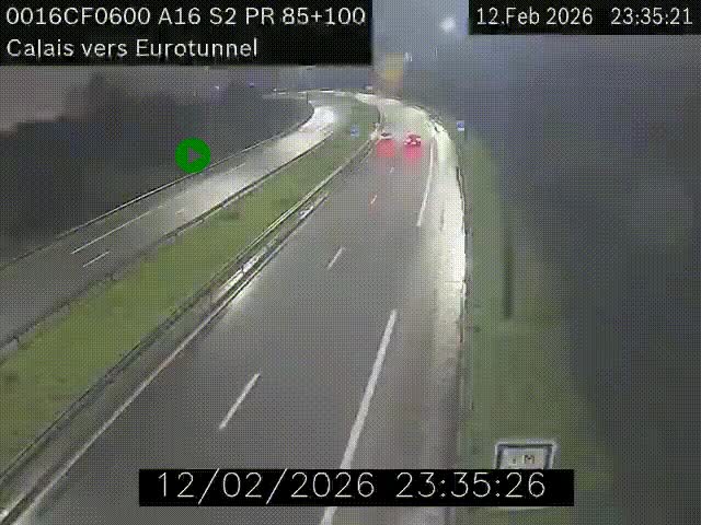 <h2>Webcam A16 à Calais en direction du Tunnel sous la Manche (Eurotunnel)</h2>