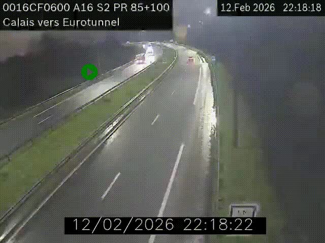 <h2>Webcam A16 à Calais en direction du Tunnel sous la Manche (Eurotunnel)</h2>