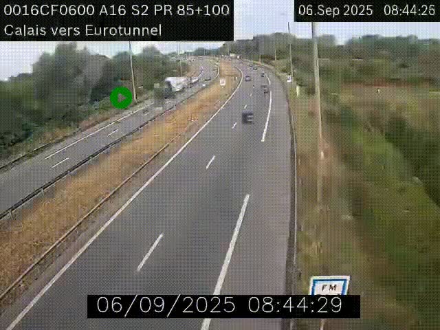 <h2>Webcam A16 à Calais en direction du Tunnel sous la Manche (Eurotunnel)</h2>