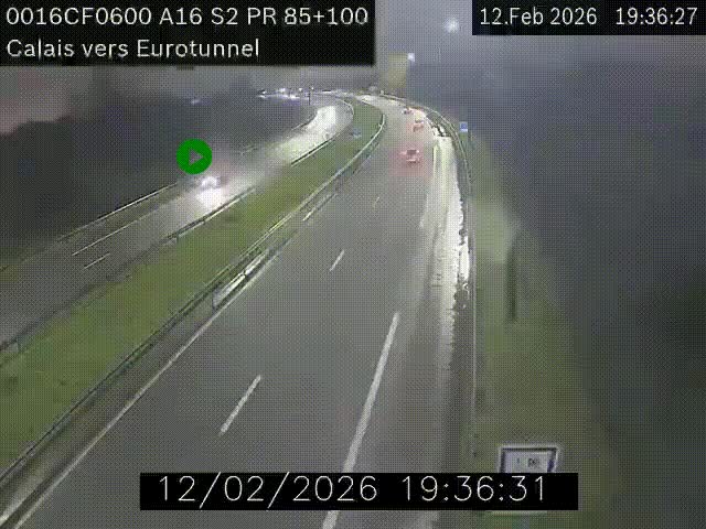 <h2>Webcam A16 à Calais en direction du Tunnel sous la Manche (Eurotunnel)</h2>