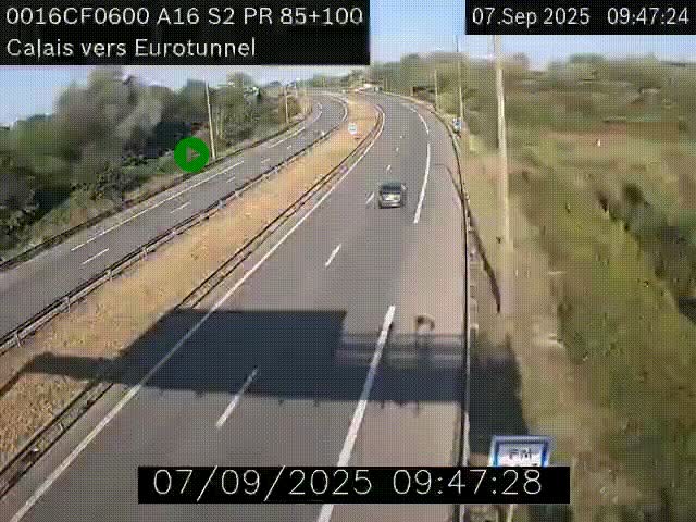 <h2>Webcam A16 à Calais en direction du Tunnel sous la Manche (Eurotunnel)</h2>