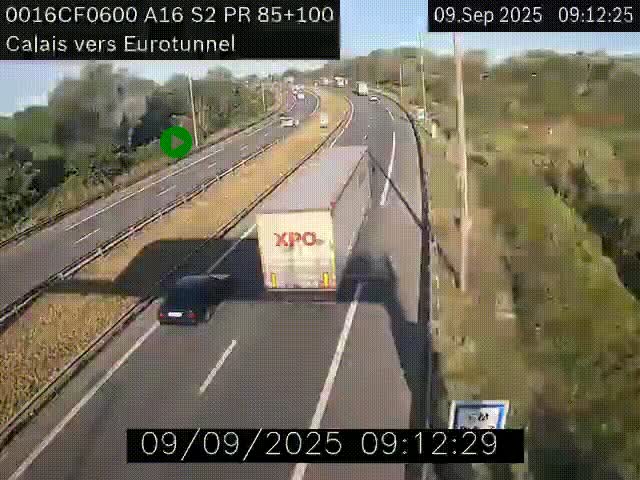 <h2>Webcam A16 à Calais en direction du Tunnel sous la Manche (Eurotunnel)</h2>