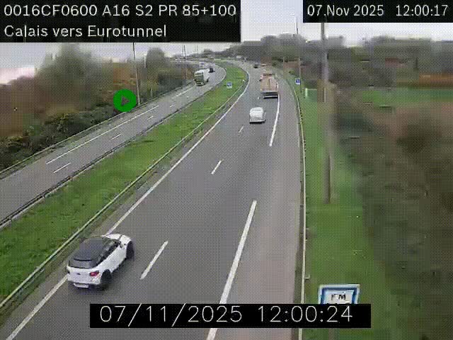 <h2>Webcam A16 à Calais en direction du Tunnel sous la Manche (Eurotunnel)</h2>