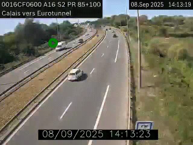 <h2>Webcam A16 à Calais en direction du Tunnel sous la Manche (Eurotunnel)</h2>