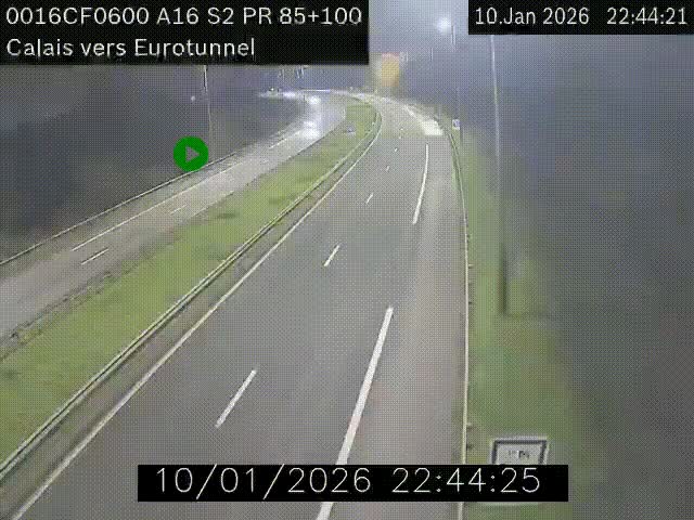 <h2>Webcam A16 à Calais en direction du Tunnel sous la Manche (Eurotunnel)</h2>