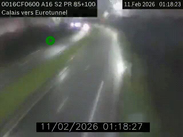 <h2>Webcam A16 à Calais en direction du Tunnel sous la Manche (Eurotunnel)</h2>