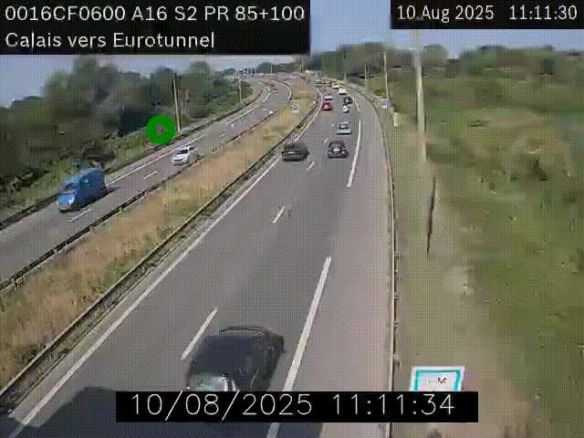 <h2>Webcam A16 à Calais en direction du Tunnel sous la Manche (Eurotunnel)</h2>