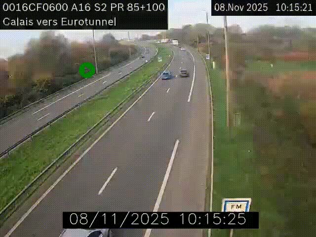 <h2>Webcam A16 à Calais en direction du Tunnel sous la Manche (Eurotunnel)</h2>