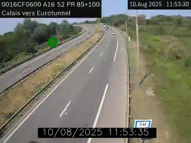 <h2>Webcam A16 à Calais en direction du Tunnel sous la Manche (Eurotunnel)</h2>