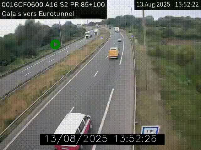 <h2>Webcam A16 à Calais en direction du Tunnel sous la Manche (Eurotunnel)</h2>