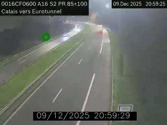 <h2>Webcam A16 à Calais en direction du Tunnel sous la Manche (Eurotunnel)</h2>