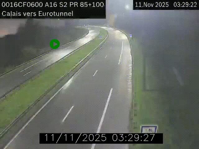 <h2>Webcam A16 à Calais en direction du Tunnel sous la Manche (Eurotunnel)</h2>