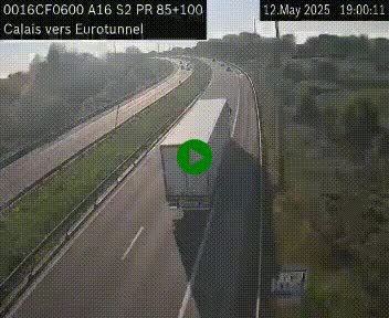 <h2>Webcam A16 à Calais en direction du Tunnel sous la Manche (Eurotunnel)</h2>