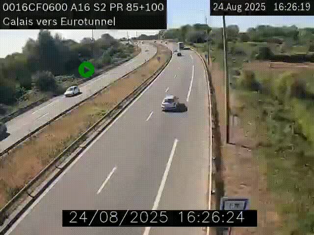 <h2>Webcam A16 à Calais en direction du Tunnel sous la Manche (Eurotunnel)</h2>