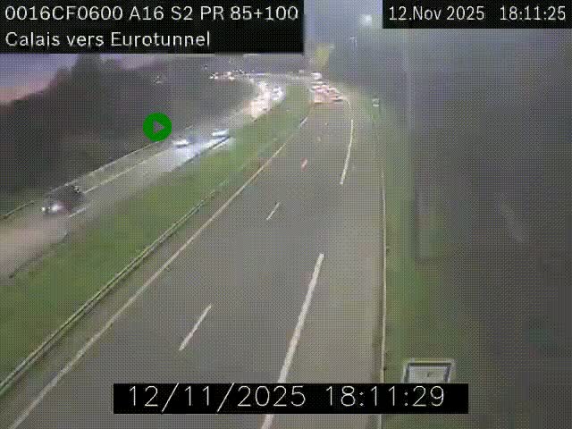 <h2>Webcam A16 à Calais en direction du Tunnel sous la Manche (Eurotunnel)</h2>