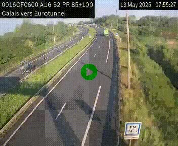 <h2>Webcam A16 à Calais en direction du Tunnel sous la Manche (Eurotunnel)</h2>