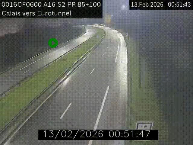 <h2>Webcam A16 à Calais en direction du Tunnel sous la Manche (Eurotunnel)</h2>