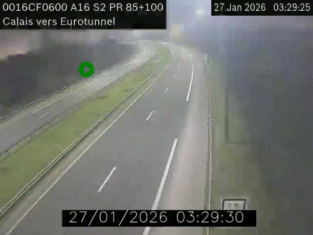 <h2>Webcam A16 à Calais en direction du Tunnel sous la Manche (Eurotunnel)</h2>