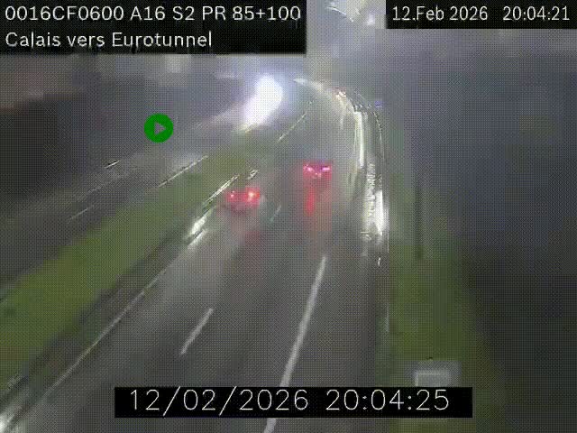 <h2>Webcam A16 à Calais en direction du Tunnel sous la Manche (Eurotunnel)</h2>