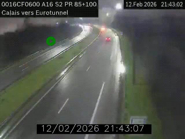 <h2>Webcam A16 à Calais en direction du Tunnel sous la Manche (Eurotunnel)</h2>