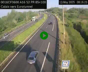 <h2>Webcam A16 à Calais en direction du Tunnel sous la Manche (Eurotunnel)</h2>