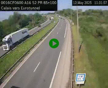 <h2>Webcam A16 à Calais en direction du Tunnel sous la Manche (Eurotunnel)</h2>