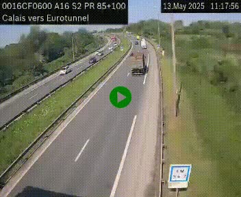<h2>Webcam A16 à Calais en direction du Tunnel sous la Manche (Eurotunnel)</h2>