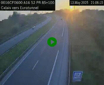 <h2>Webcam A16 à Calais en direction du Tunnel sous la Manche (Eurotunnel)</h2>