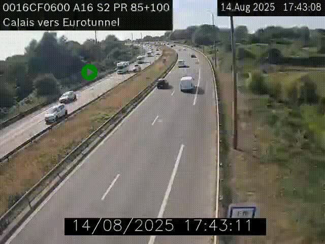 <h2>Webcam A16 à Calais en direction du Tunnel sous la Manche (Eurotunnel)</h2>