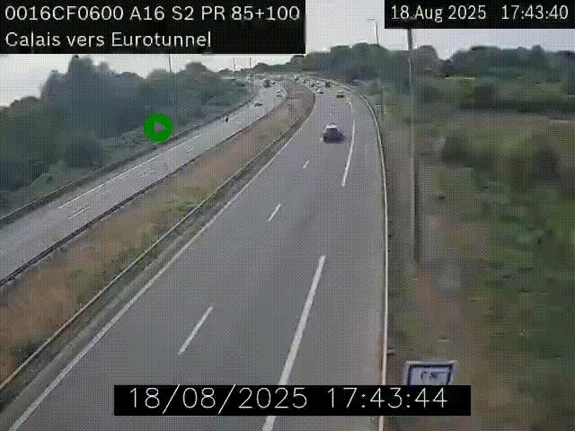 <h2>Webcam A16 à Calais en direction du Tunnel sous la Manche (Eurotunnel)</h2>