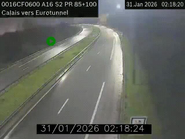 <h2>Webcam A16 à Calais en direction du Tunnel sous la Manche (Eurotunnel)</h2>
