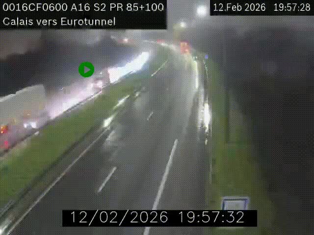 <h2>Webcam A16 à Calais en direction du Tunnel sous la Manche (Eurotunnel)</h2>