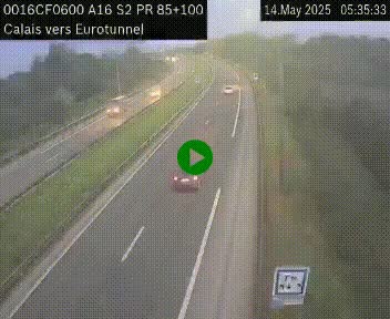<h2>Webcam A16 à Calais en direction du Tunnel sous la Manche (Eurotunnel)</h2>