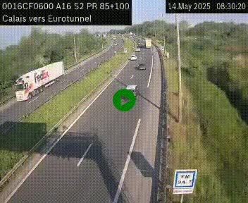 <h2>Webcam A16 à Calais en direction du Tunnel sous la Manche (Eurotunnel)</h2>