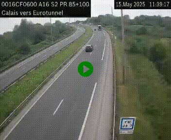 <h2>Webcam A16 à Calais en direction du Tunnel sous la Manche (Eurotunnel)</h2>