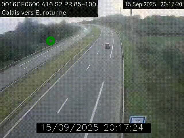 <h2>Webcam A16 à Calais en direction du Tunnel sous la Manche (Eurotunnel)</h2>